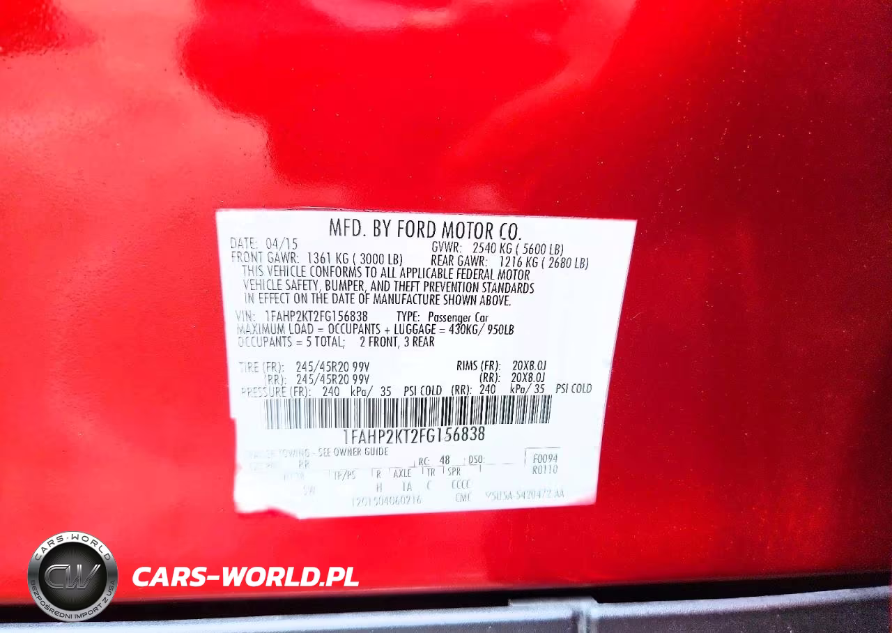 2015 Ford Taurus Sho VIN:1FAHP2KT2FG156838 - 12