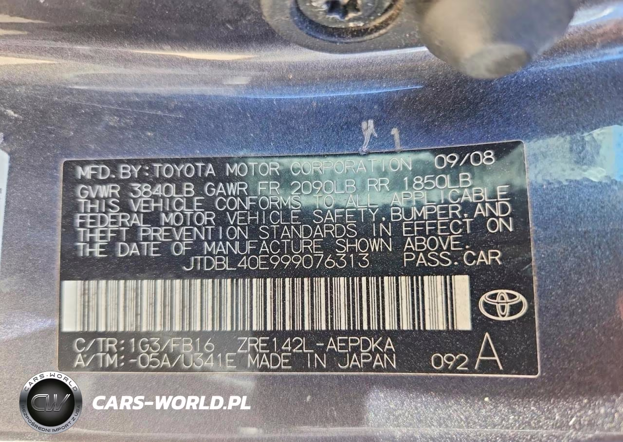 2009 Toyota Corolla Le VIN:JTDBL40E999076313 - 12