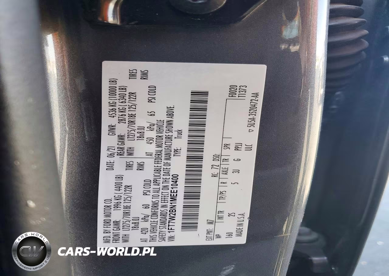 2021 Ford F250 Super Duty VIN:1FT7W2BN1MEE10400 - 12