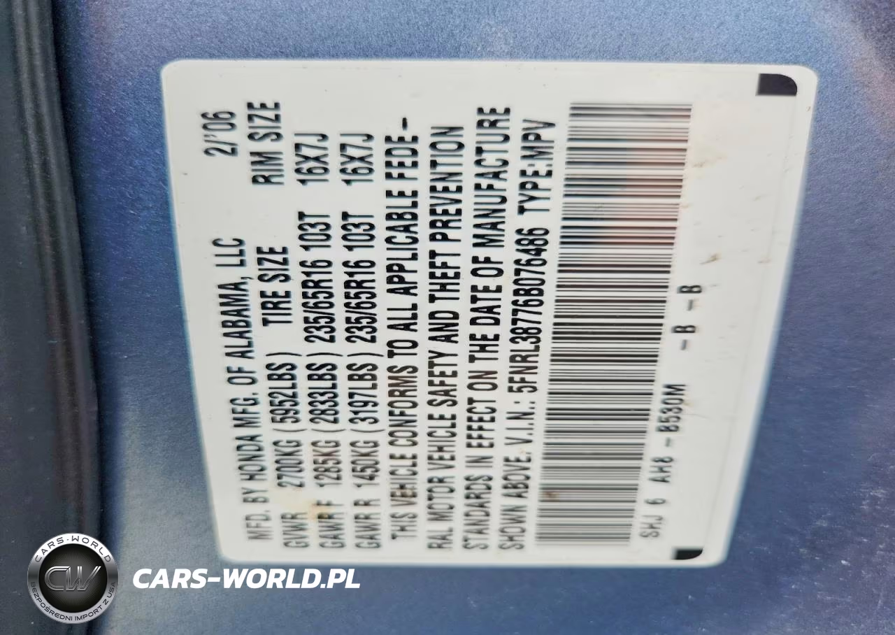 2006 Honda Odyssey Exl VIN:5FNRL38776B076486 - 13