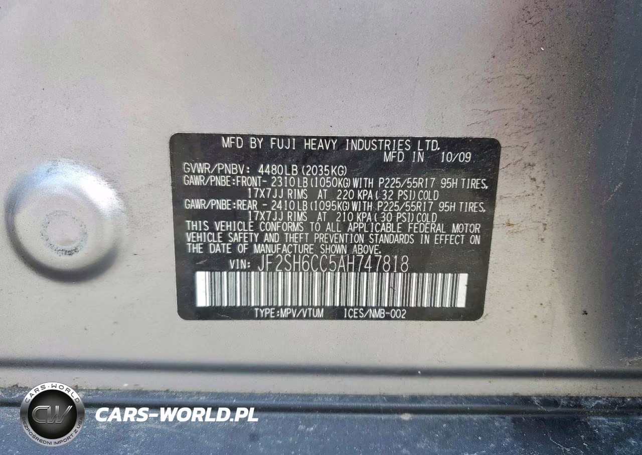 2010 Subaru Forester 2.5X Premium VIN:JF2SH6CC5AH747818 - 12