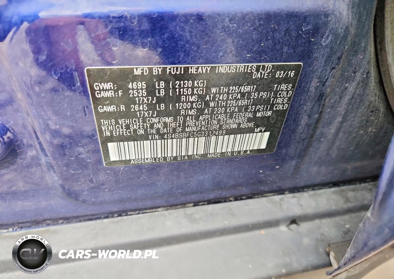 2016 Subaru Outback 2.5I Premium VIN:4S4BSBFC5G3317499 - 12