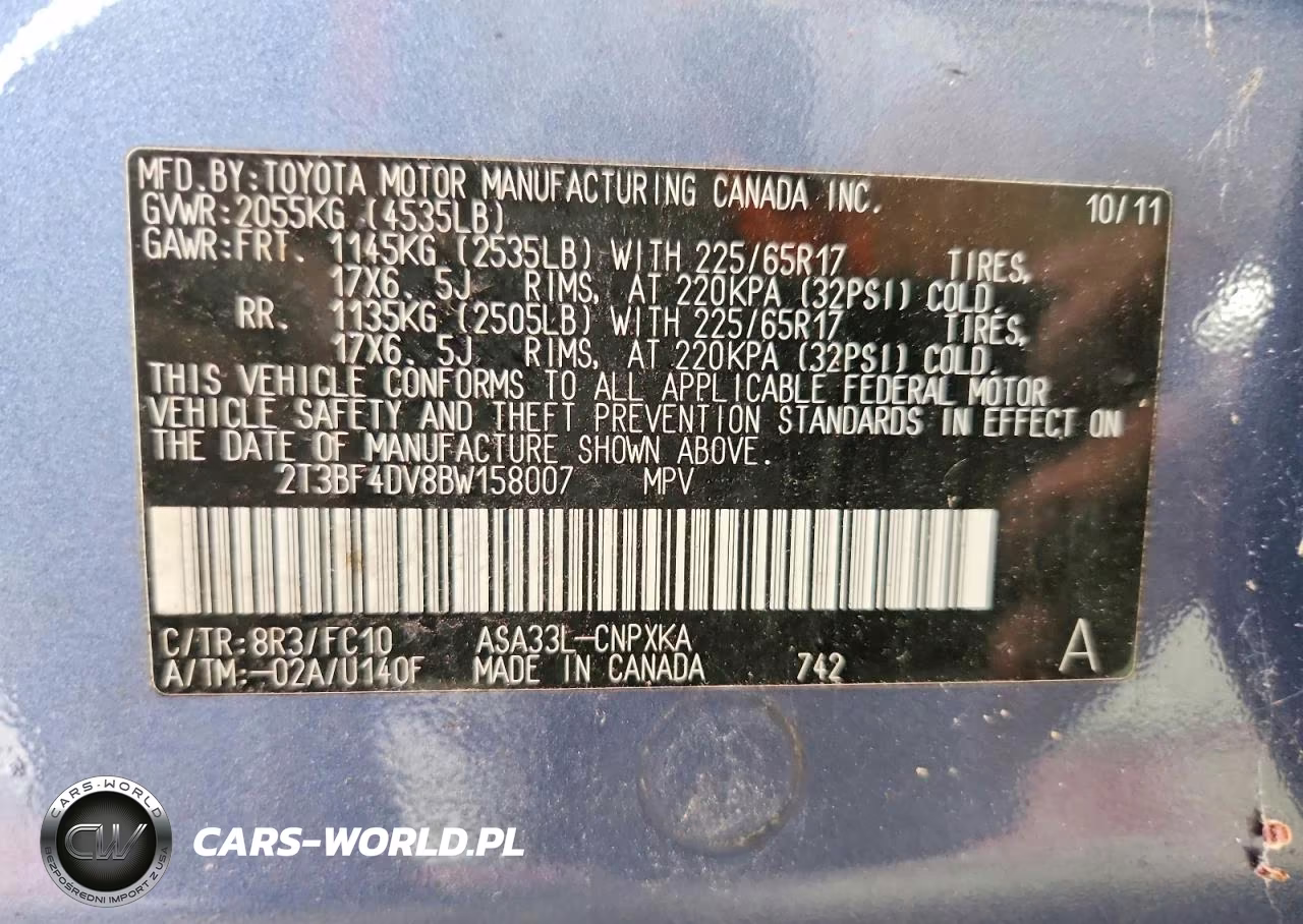 2011 Toyota Rav4 Base VIN:2T3BF4DV8BW158007 - 13