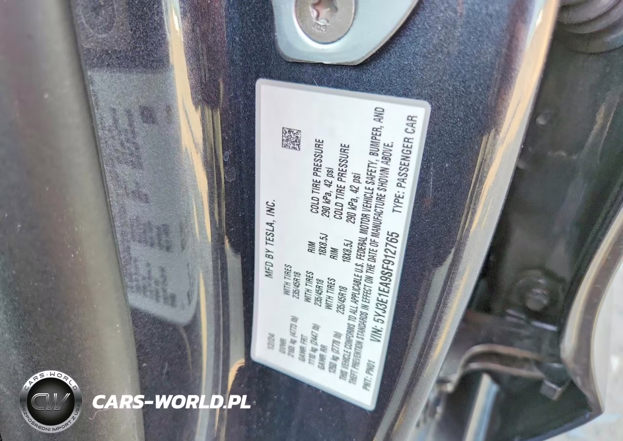 2025 Tesla Model 3 VIN:5YJ3E1EA9SF912765 - 12
