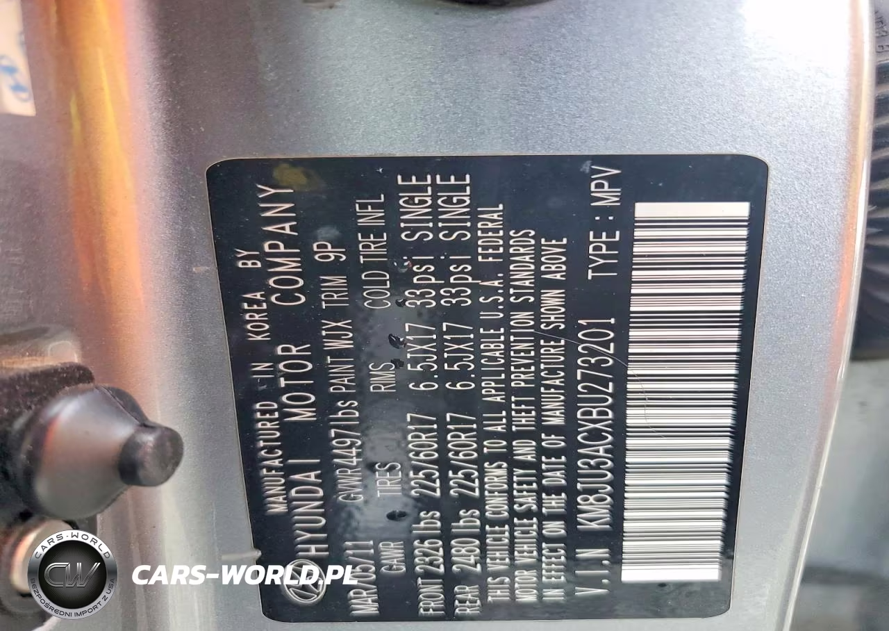 2011 Hyundai Tucson Gls VIN:KM8JU3ACXBU273201 - 13