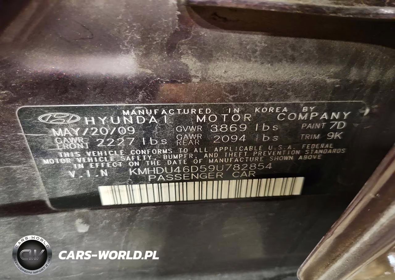 2009 Hyundai Elantra Gls VIN:KMHDU46D59U782854 - 12