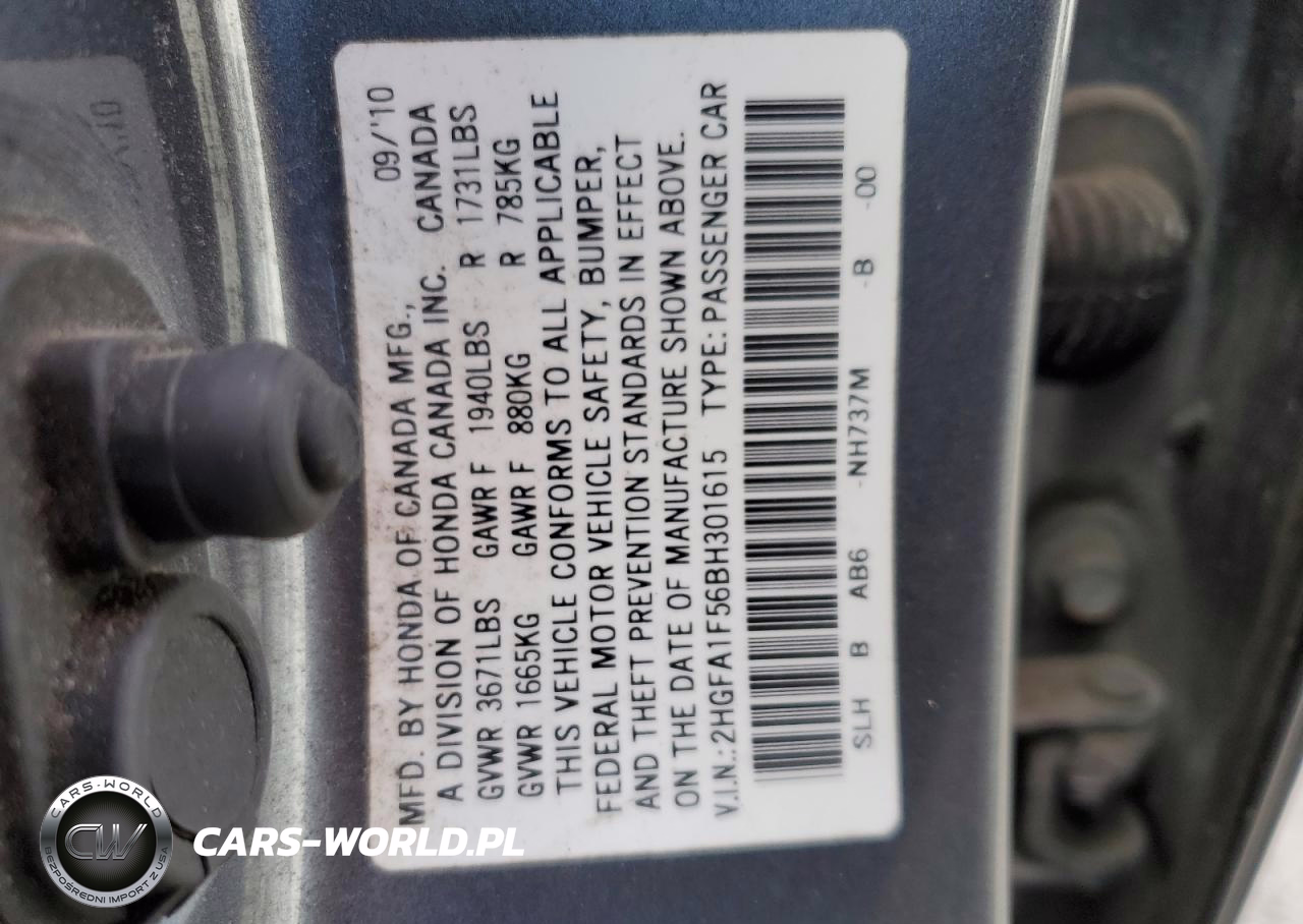 2011 Honda Civic VIN:2HGFA1F56BH301615 - 12