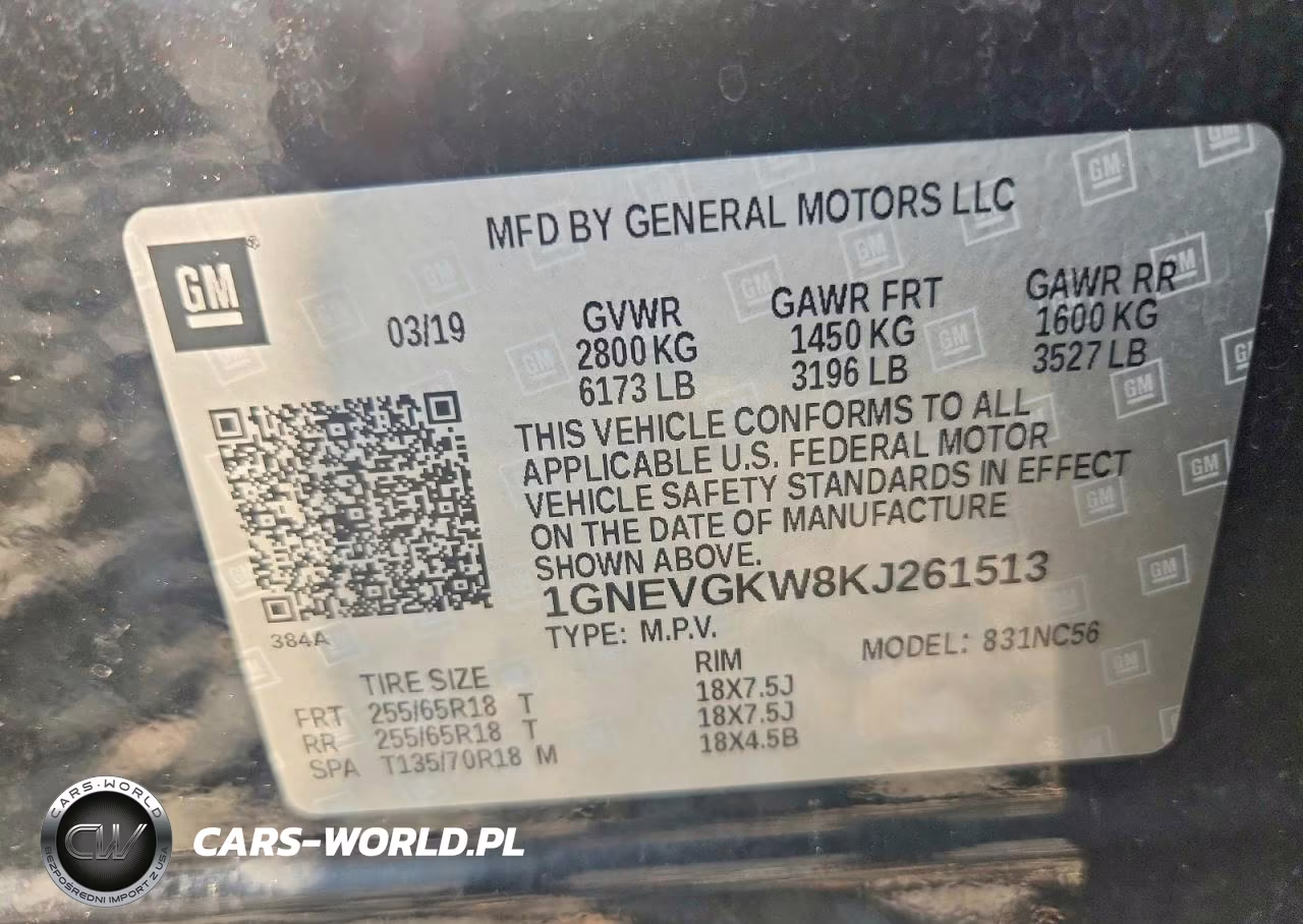 2019 Chevrolet Traverse Lt VIN:1GNEVGKW8KJ261513 - 13