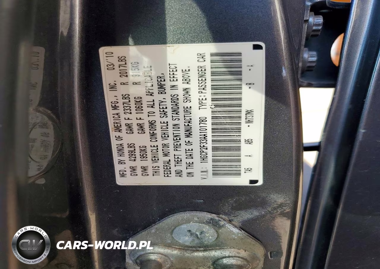 2010 Honda Accord Lx VIN:1HGCP2F33AA101780 - 13
