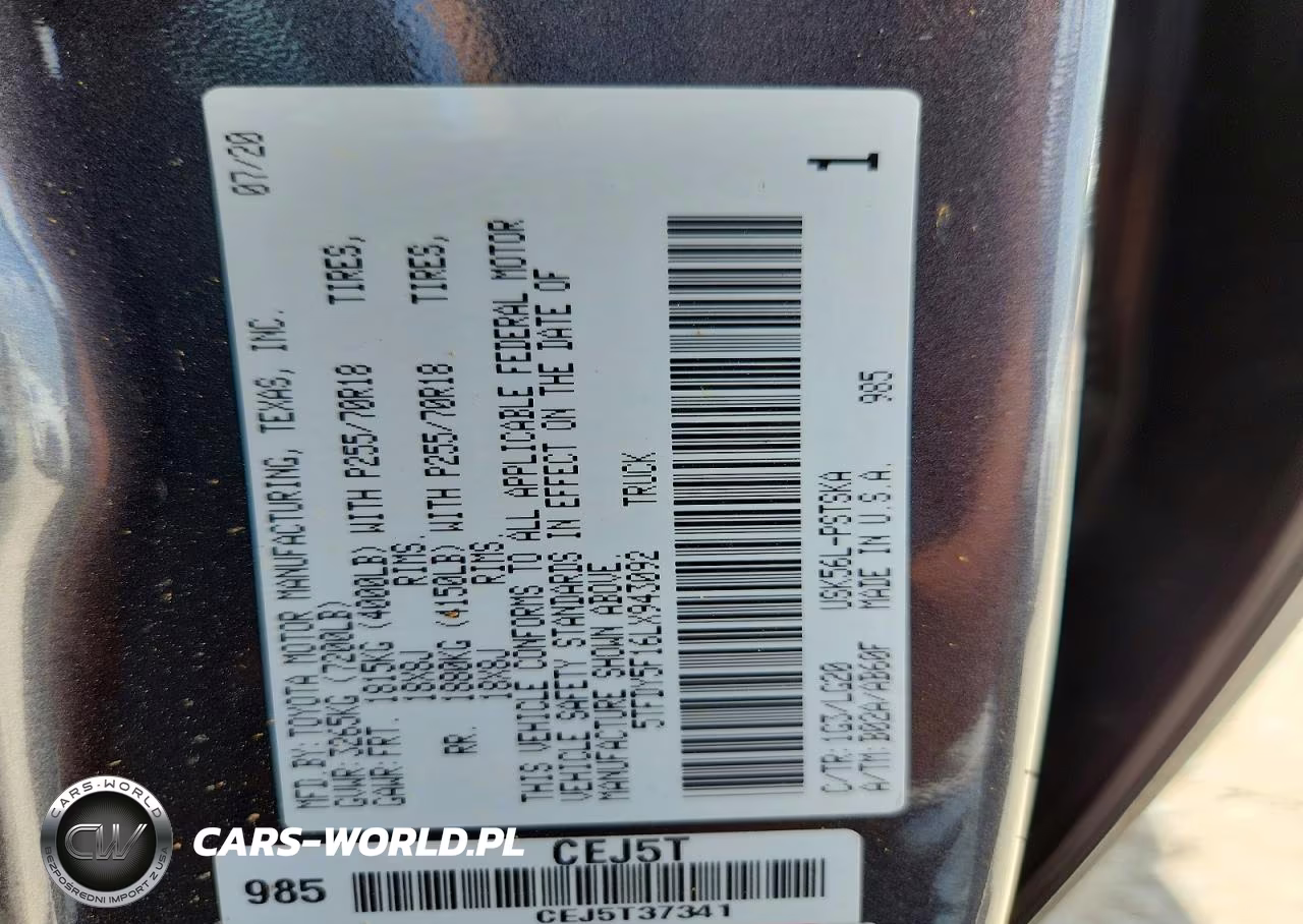 2020 Toyota Tundra Sr5 VIN:5TFDY5F16LX943092 - 12