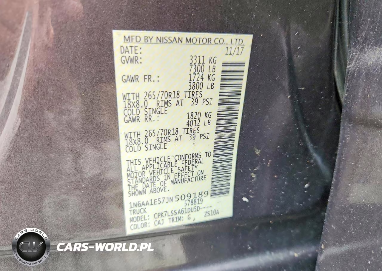 2018 Nissan Titan Sv VIN:1N6AA1E57JN509189 - 12