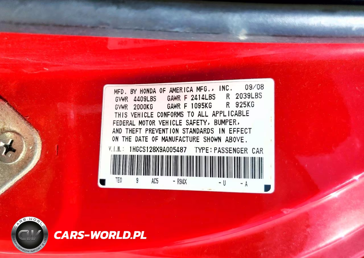 2009 Honda Accord Exl VIN:1HGCS128X9A005487 - 13