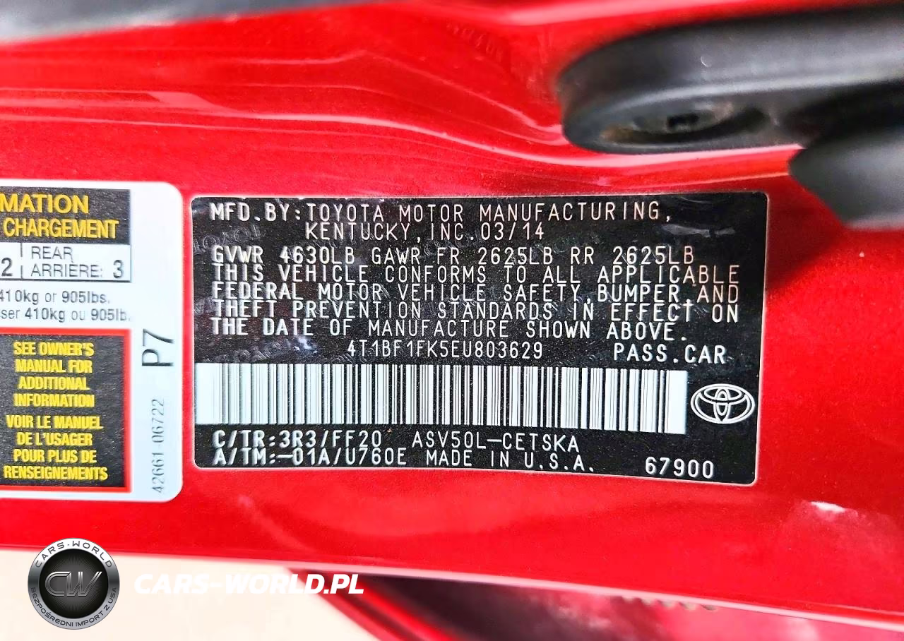 2014 Toyota Camry Se VIN:4T1BF1FK5EU803629 - 12