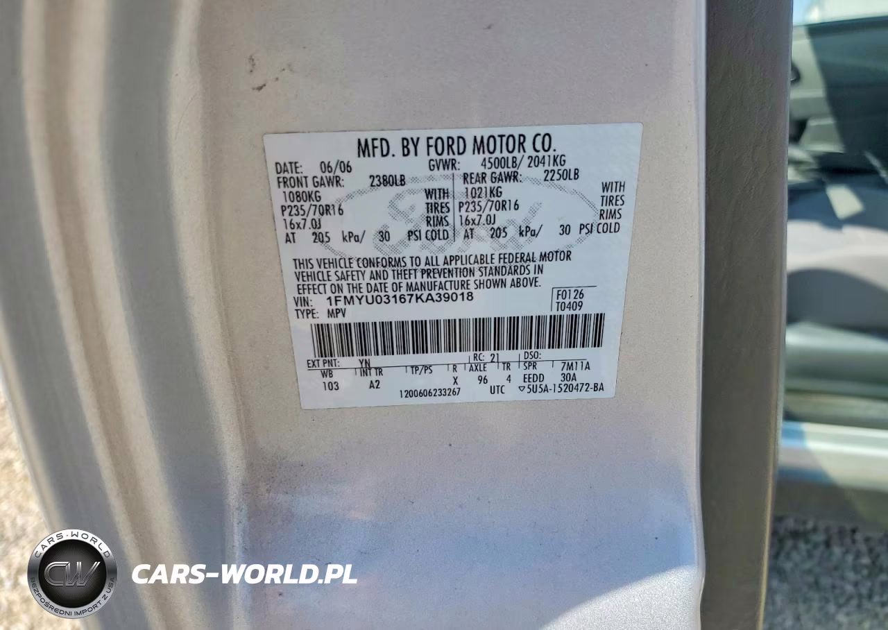 2007 Ford Escape Xlt VIN:1FMYU03167KA39018 - 13