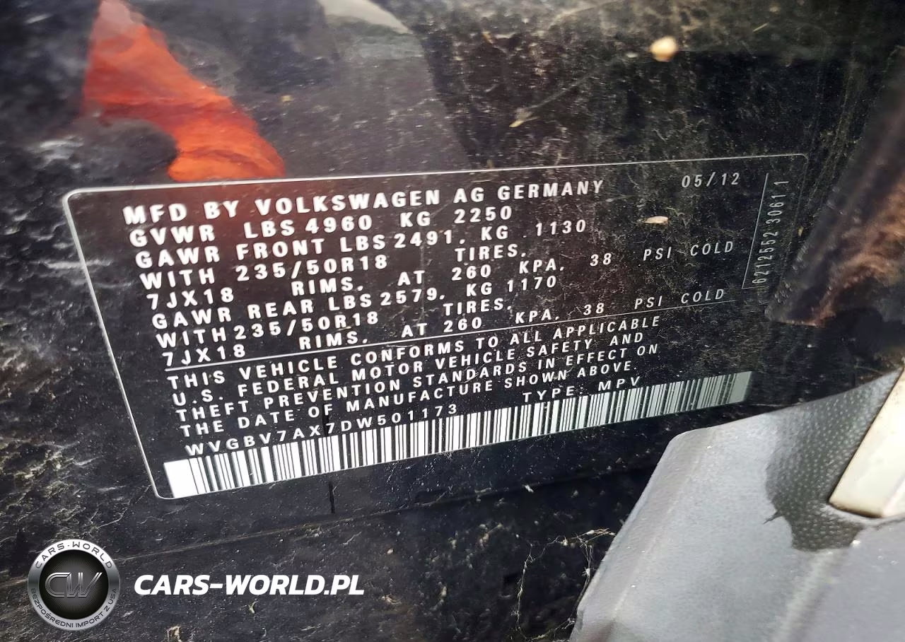 2013 Volkswagen Tiguan S VIN:WVGBV7AX7DW501173 - 13