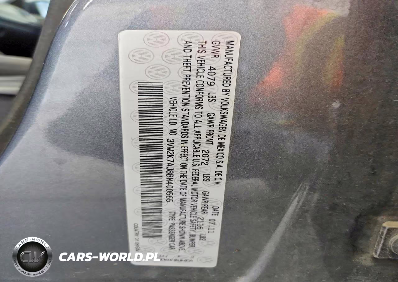 2011 Volkswagen Jetta Base VIN:3VW2K7AJ8BM400565 - 12