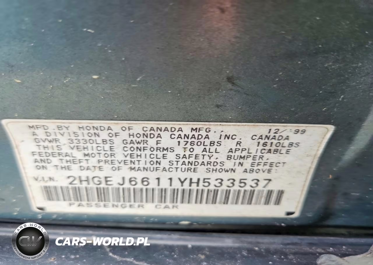 2000 Honda Civic Base VIN:2HGEJ6611YH533537 - 12