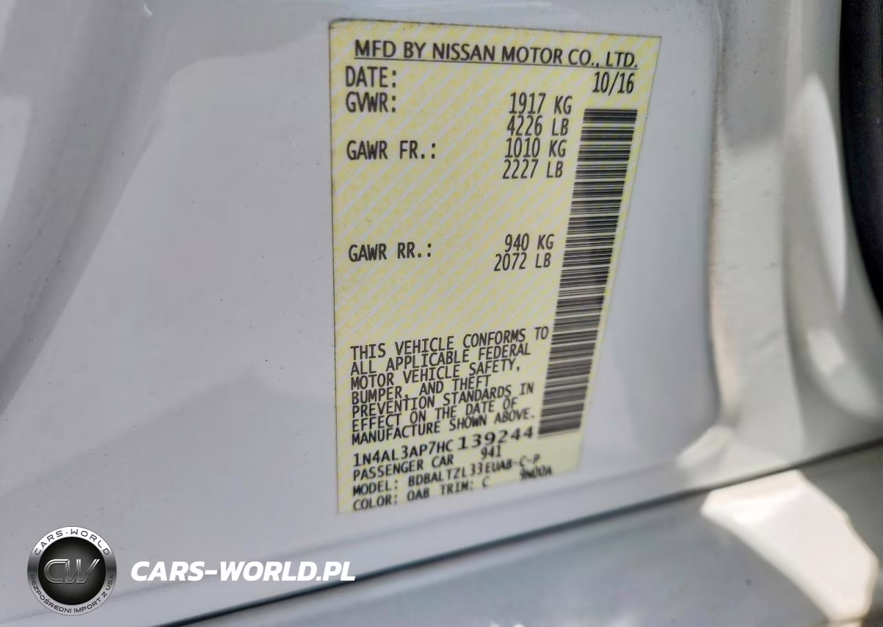 2017 Nissan Altima 2.5 Sl VIN:1N4AL3AP7HC139244 - 12