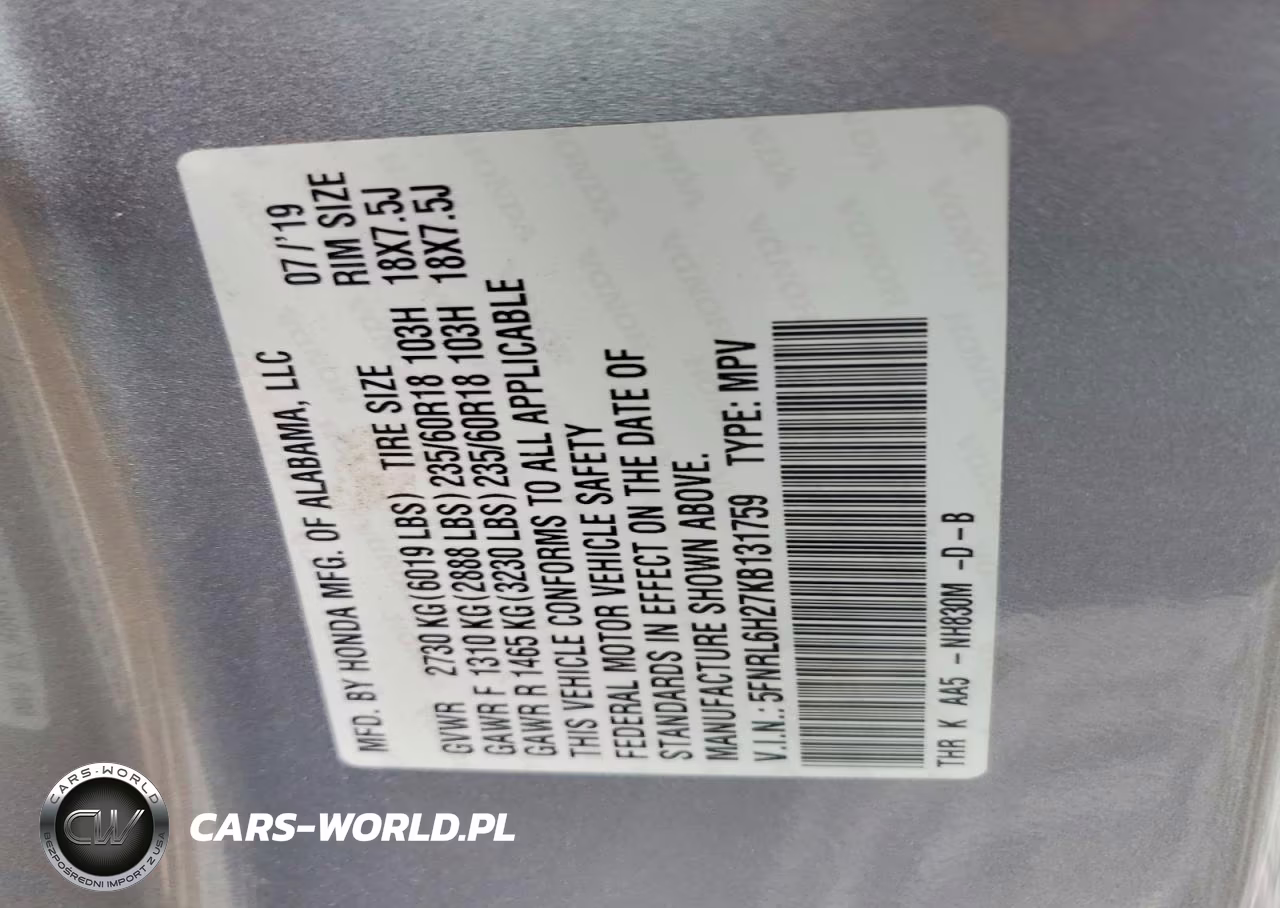 2019 Honda Odyssey Lx VIN:5FNRL6H27KB131759 - 13