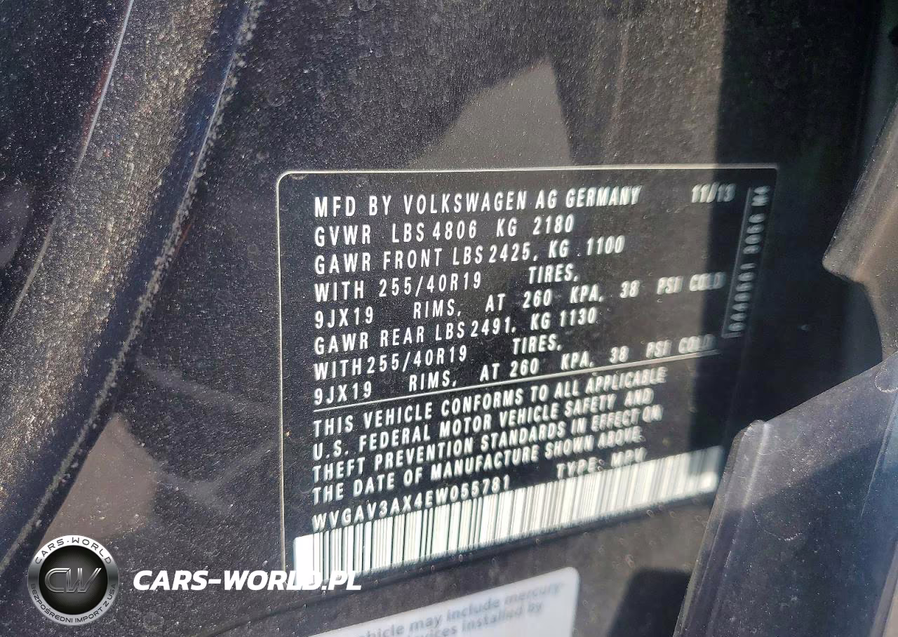 2014 Volkswagen Tiguan S VIN:WVGAV3AX4EW055781 - 13