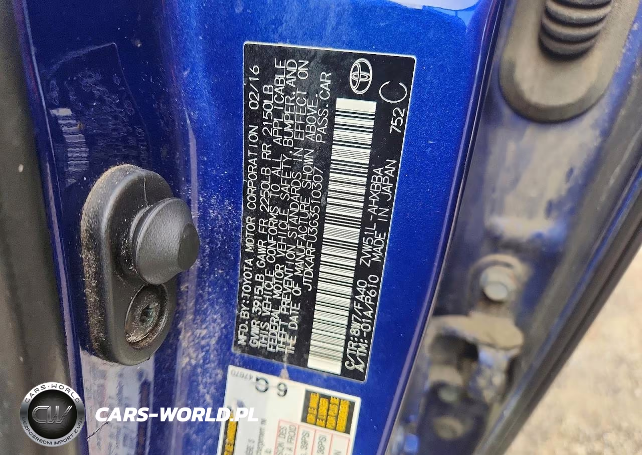 2016 Toyota Prius Hybrid 5D 2Wd VIN:JTDKARFU3G3510307 - 13