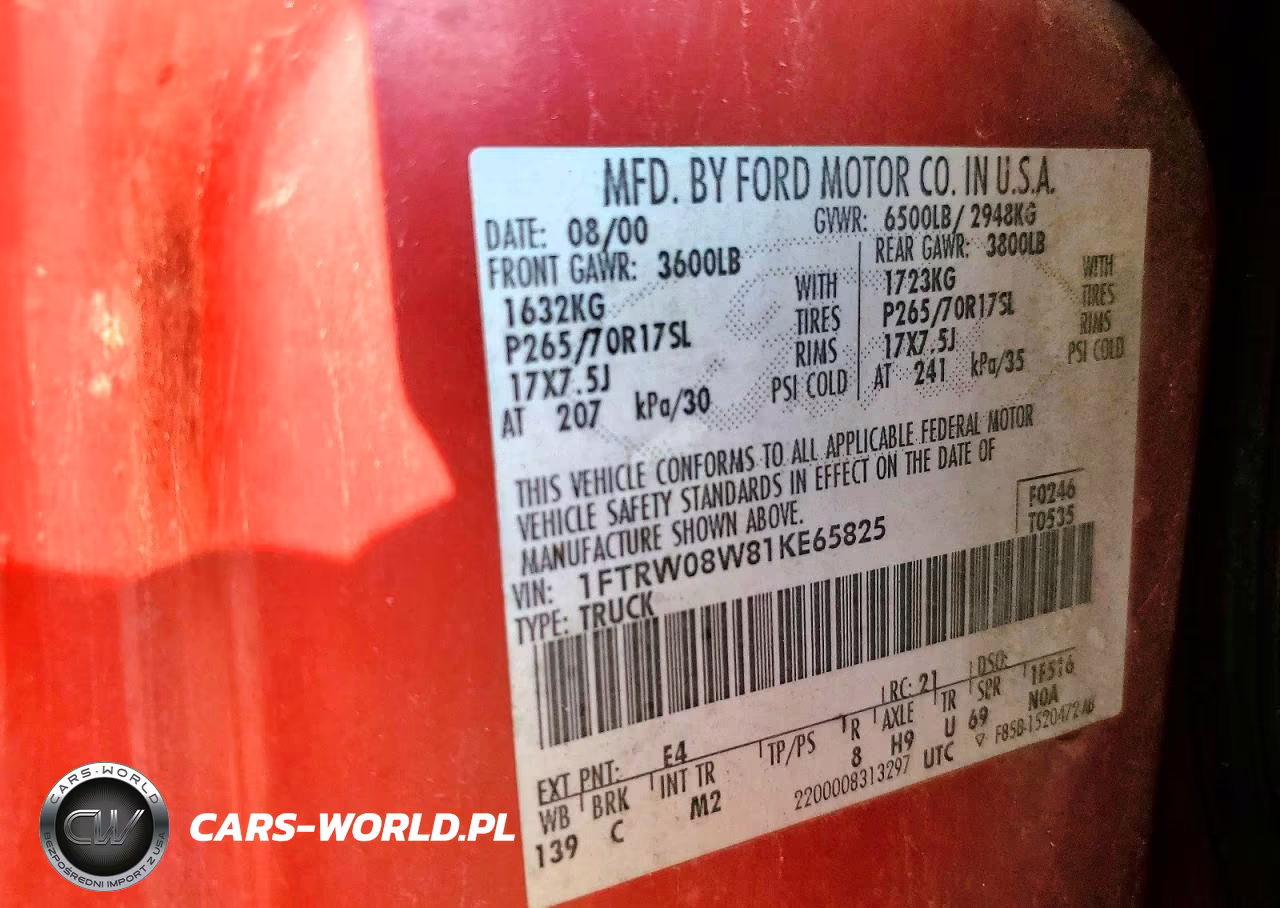 2001 Ford F150 Supercrew VIN:1FTRW08W81KE65825 - 12