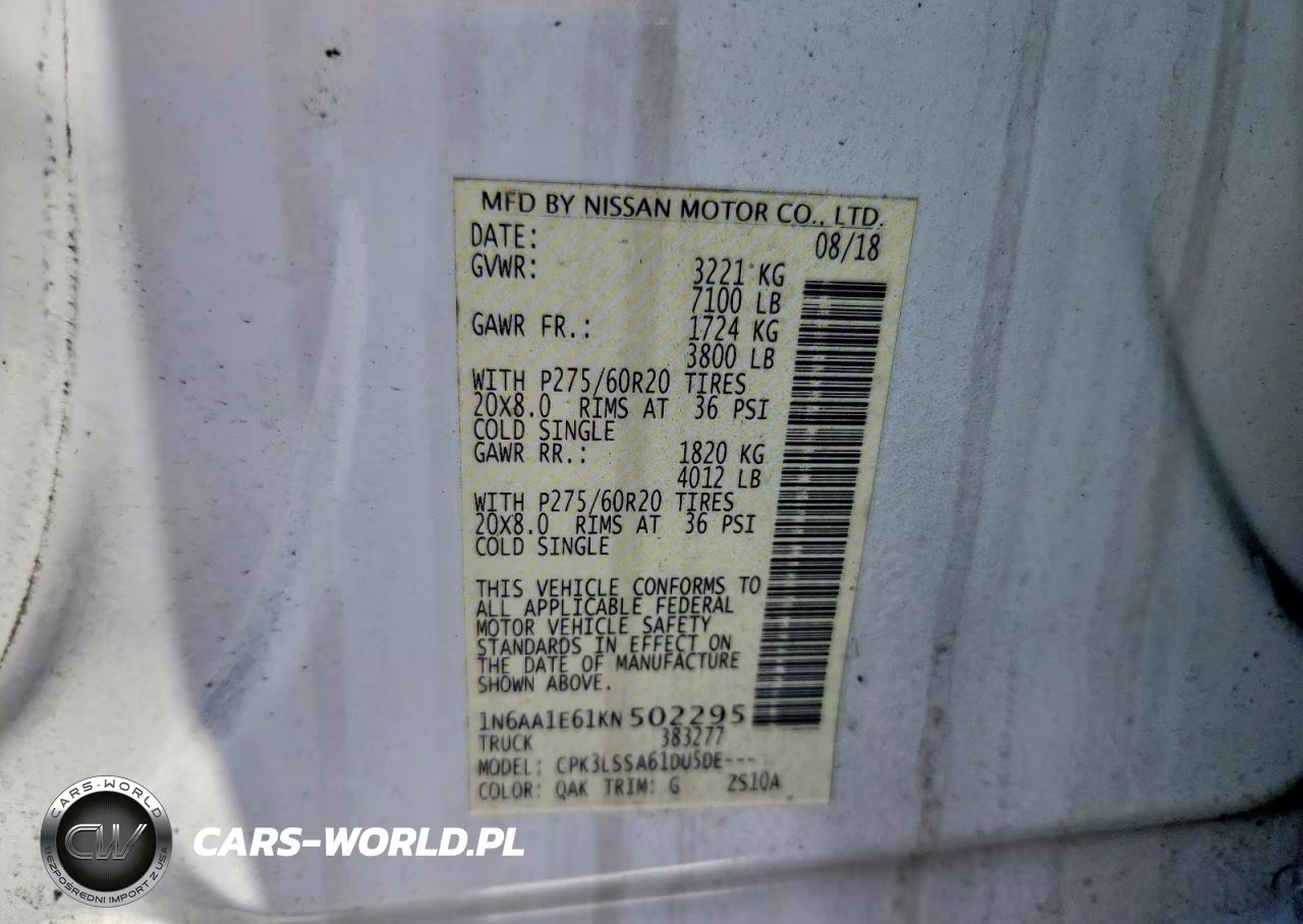 2019 Nissan Titan Sv VIN:1N6AA1E61KN502295 - 12