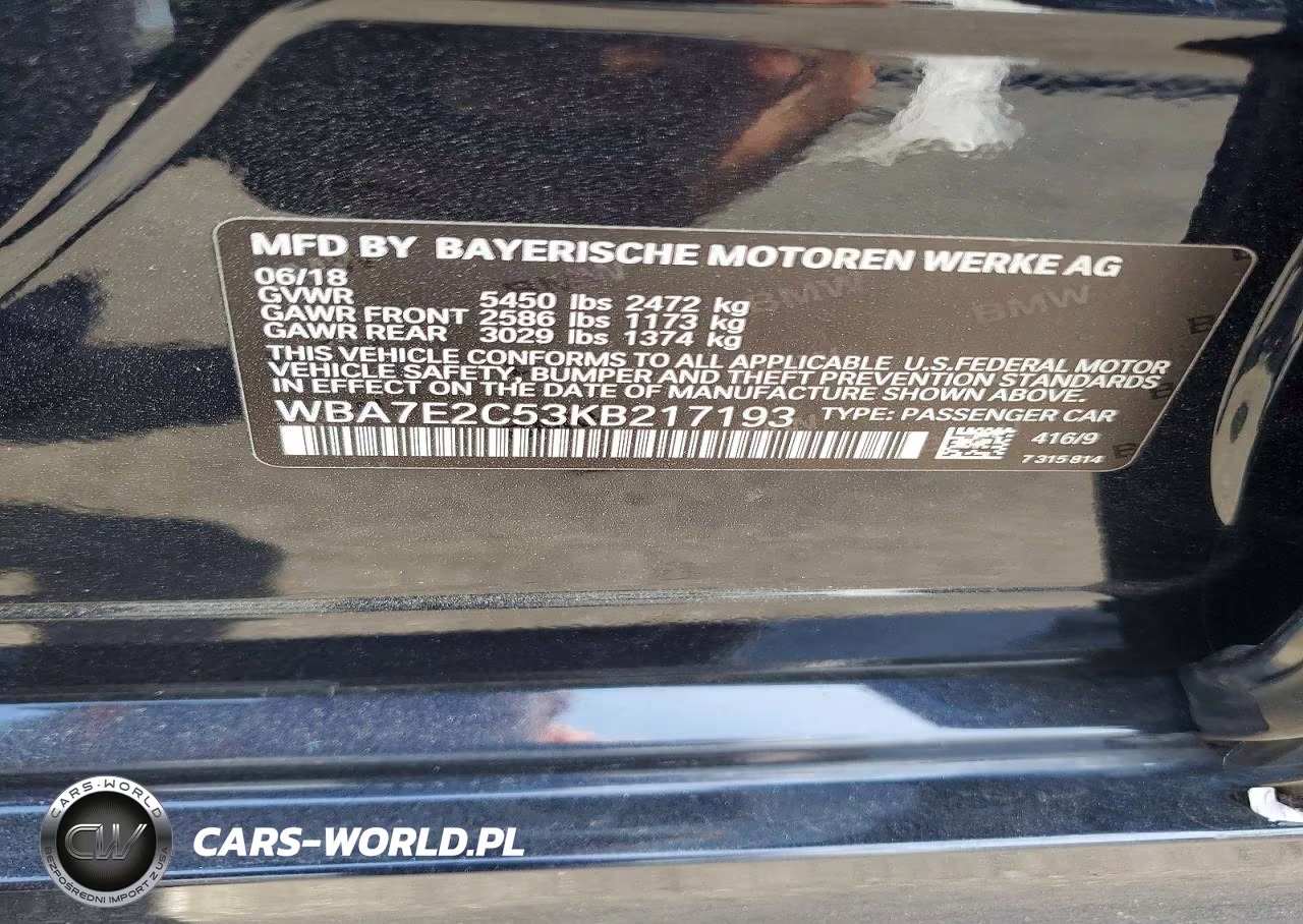 2019 BMW 740 I VIN:WBA7E2C53KB217193 - 13