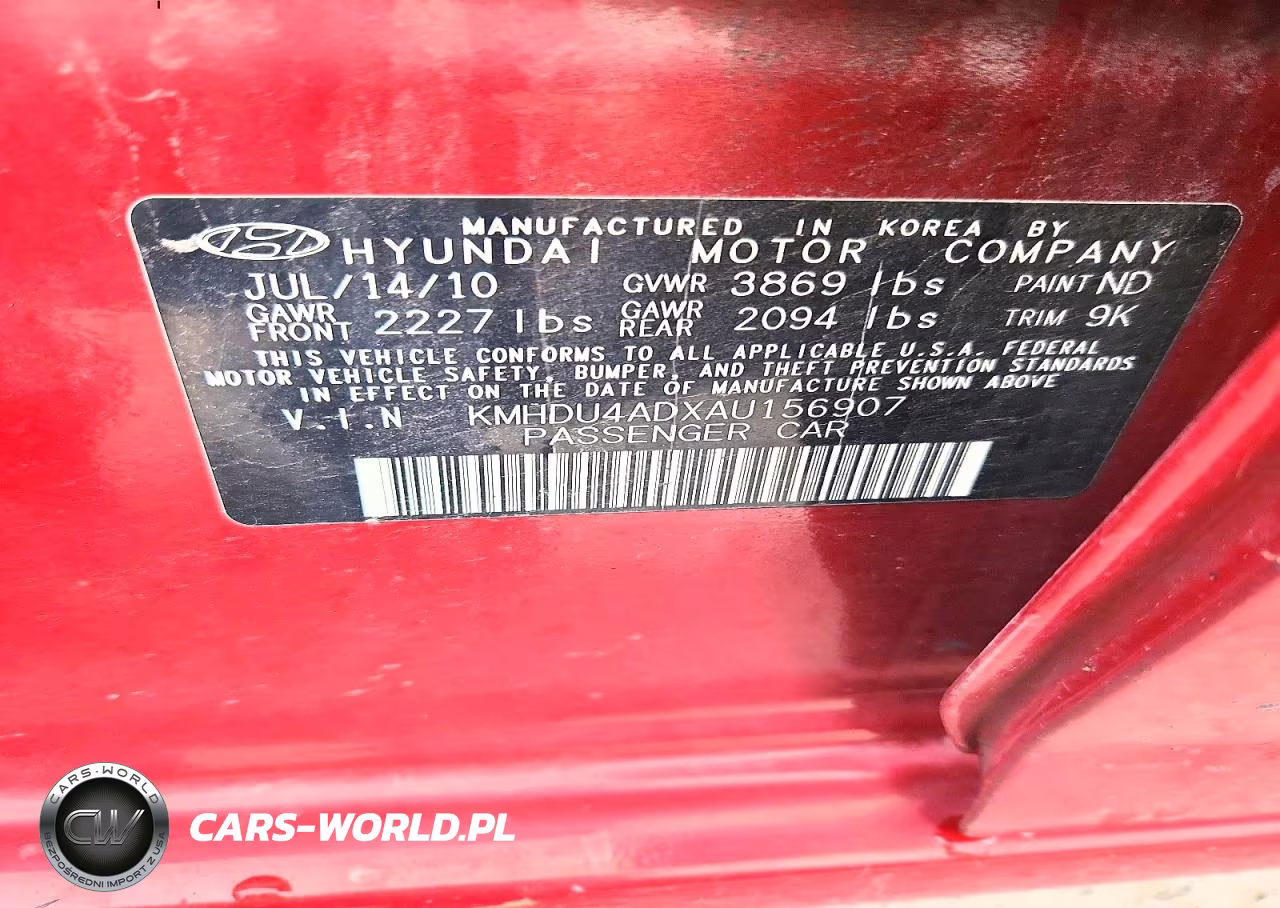 2010 Hyundai Elantra Gls VIN:KMHDU4ADXAU156907 - 12