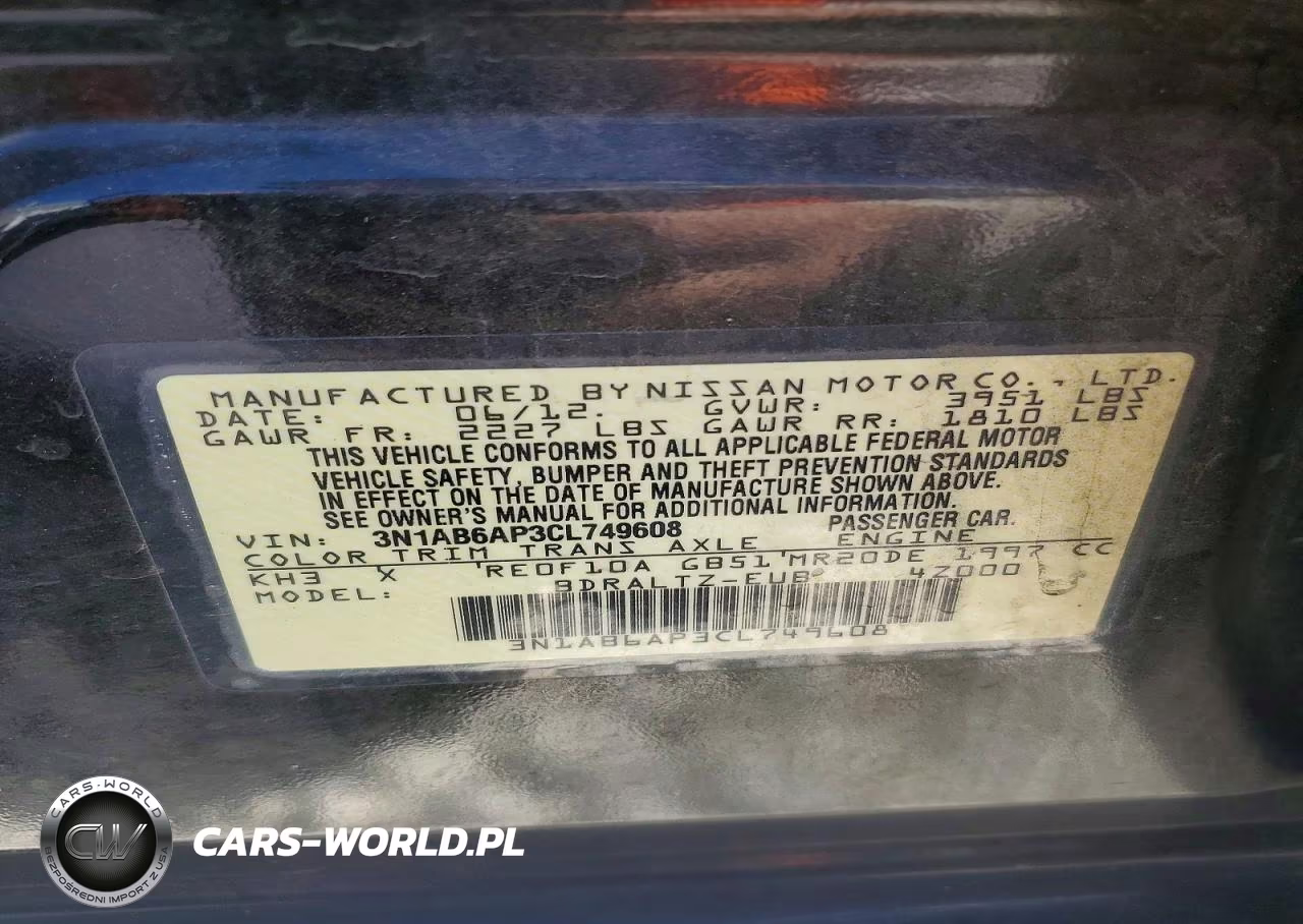 2012 Nissan Sentra 2.0 VIN:3N1AB6AP3CL749608 - 13