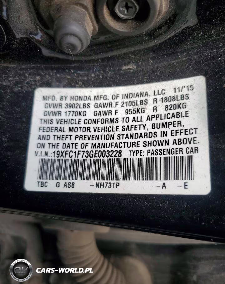 2016 Honda Civic Exl VIN:19XFC1F73GE003228 - 12