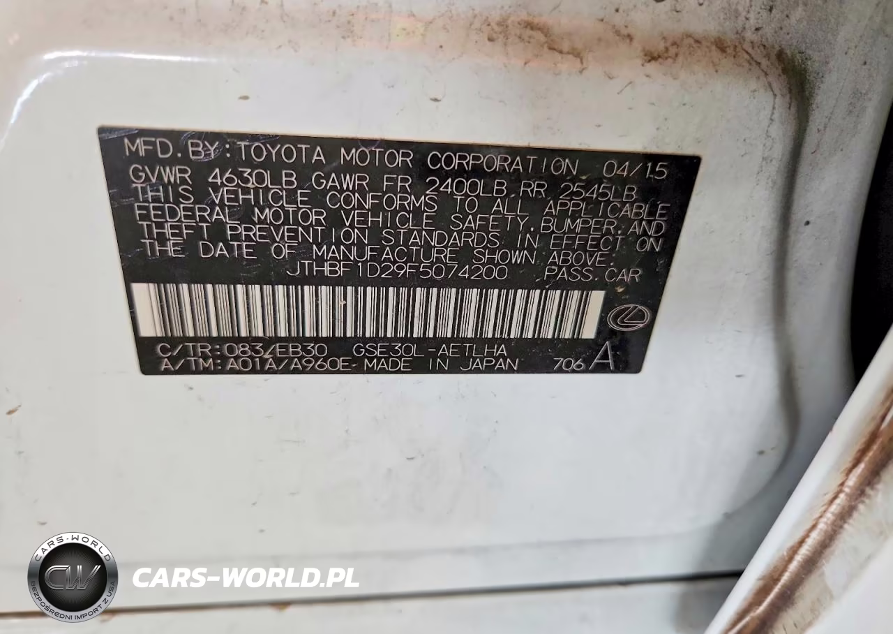2015 Lexus Is 250 VIN:JTHBF1D29F5074200 - 12