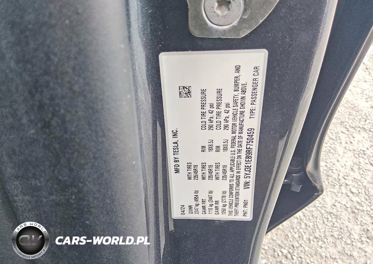 2024 Tesla Model 3 VIN:5YJ3E1EB9RF750459 - 12