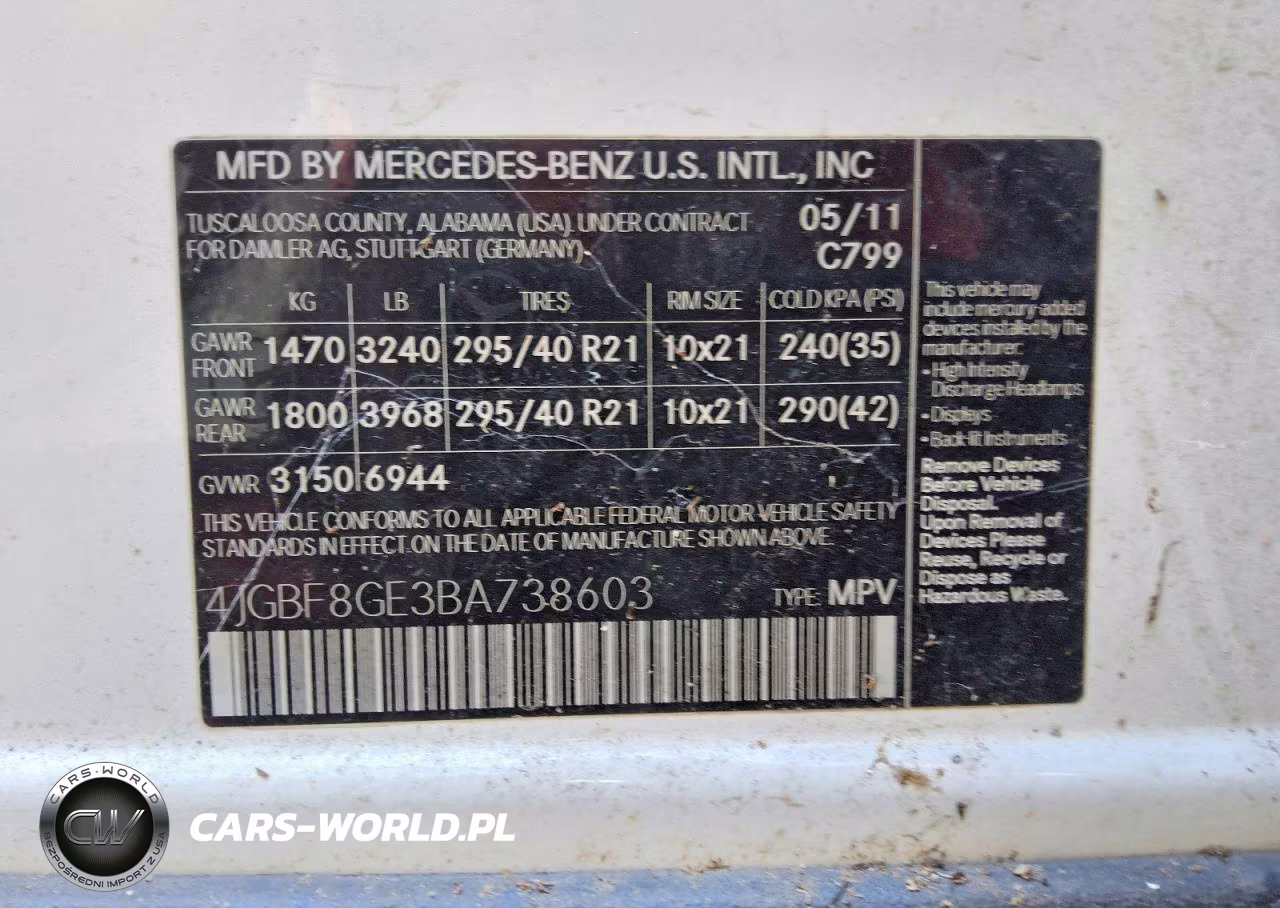 2011 Mercedes-Benz Gl 550 4Matic VIN:4JGBF8GE3BA738603 - 13