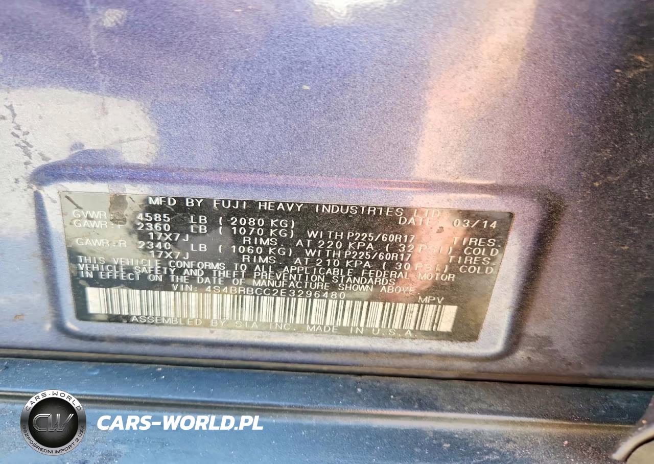 2014 Subaru Outback 2.5I Premium VIN:4S4BRBCC2E3296480 - 13