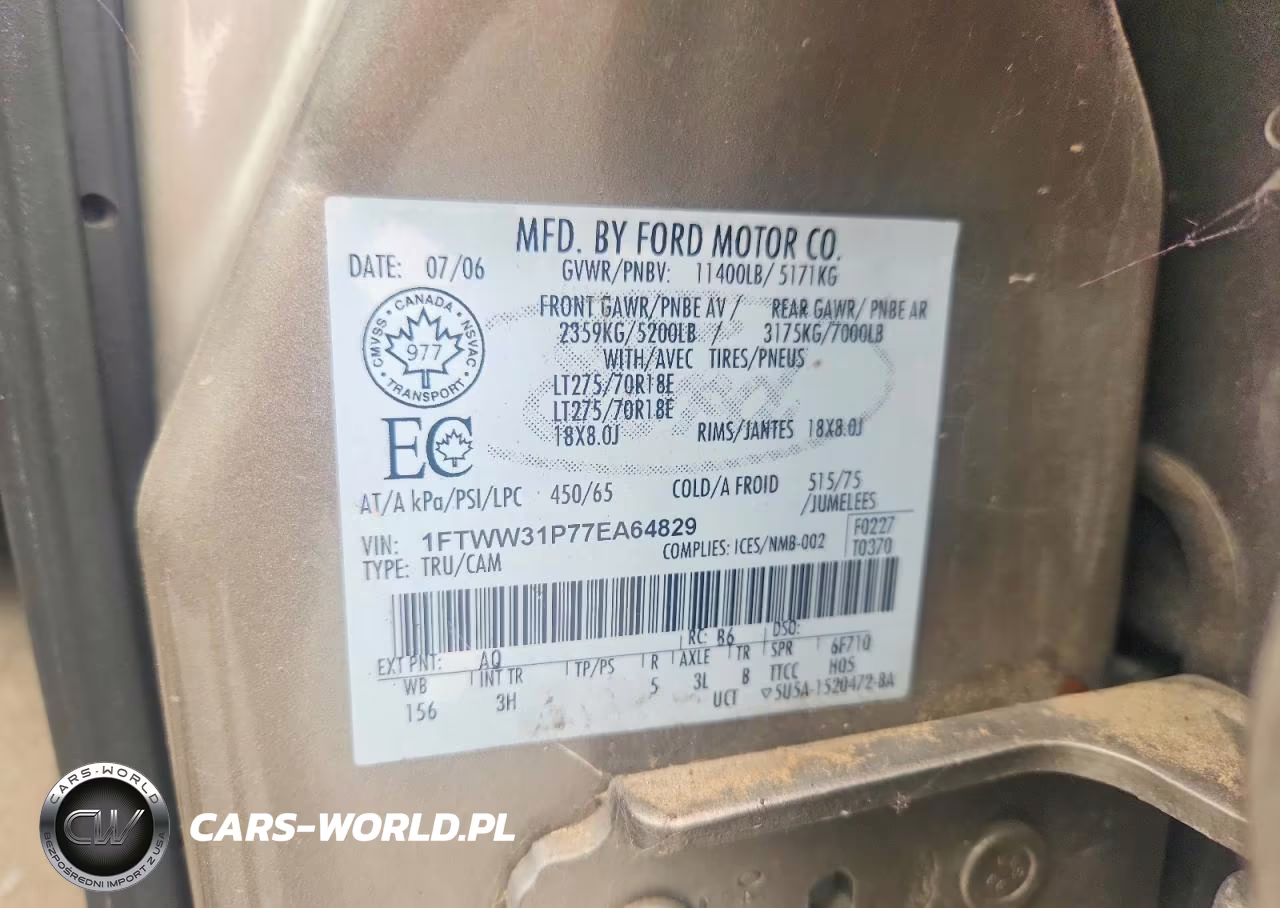 2007 Ford F350 Srw Super Duty VIN:1FTWW31P77EA64829 - 12