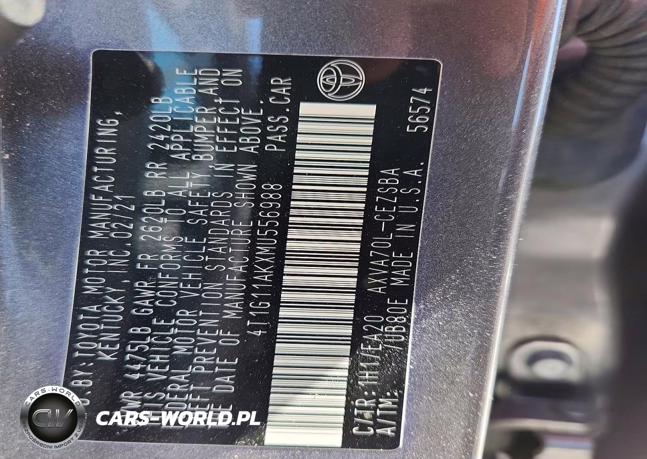 2021 Toyota Camry Se VIN:4T1G11AKXMU556988 - 12