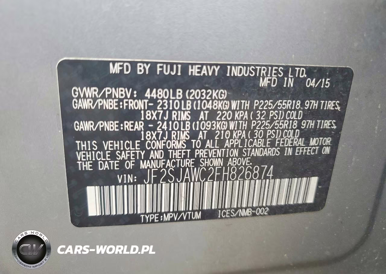 2015 Subaru Forester 2.5I Touring VIN:JF2SJAWC2FH826874 - 13