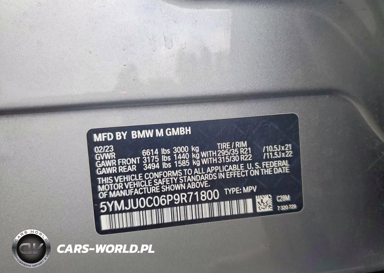 2023 BMW X5 M VIN:5YMJU0C06P9R71800 - 13