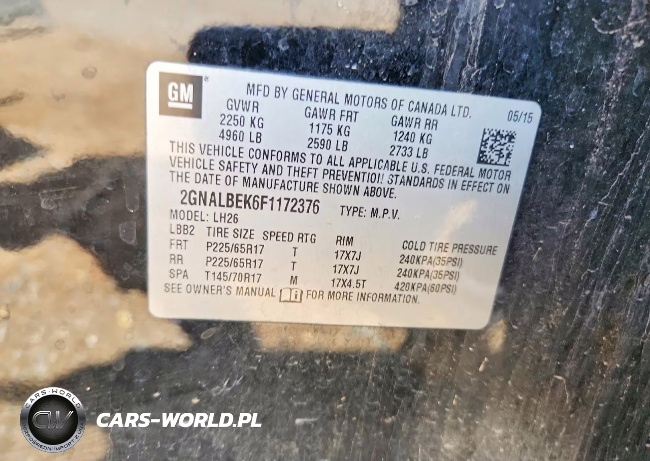 2015 Chevrolet Equinox Lt VIN:2GNALBEK6F1172376 - 13