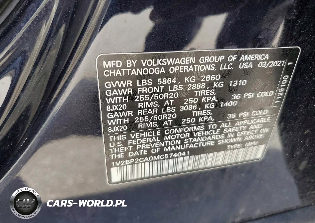 2021 Volkswagen Atlas Sel VIN:1V2BP2CA0MC574041 - 13