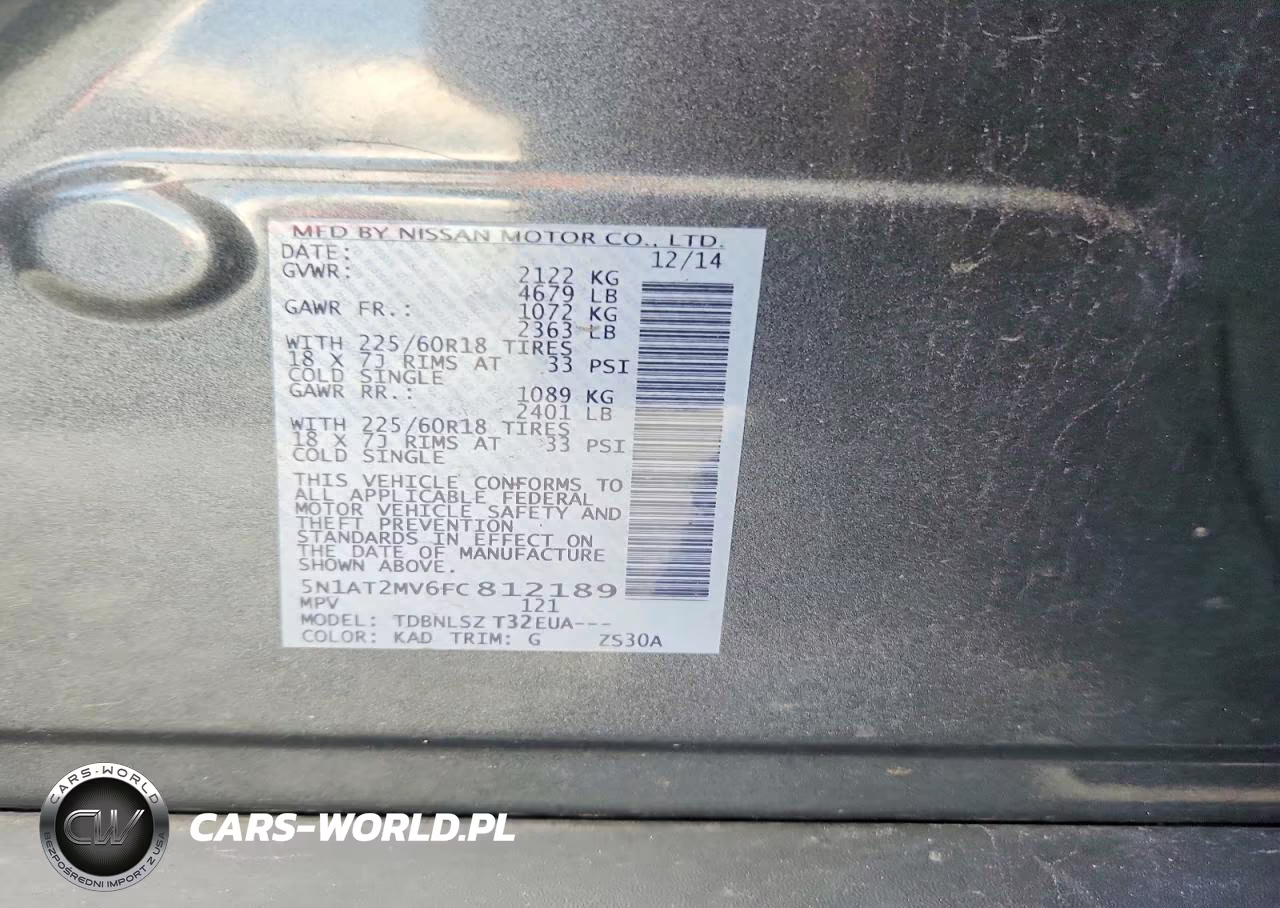 2015 Nissan Rogue Sl VIN:5N1AT2MV6FC812189 - 14