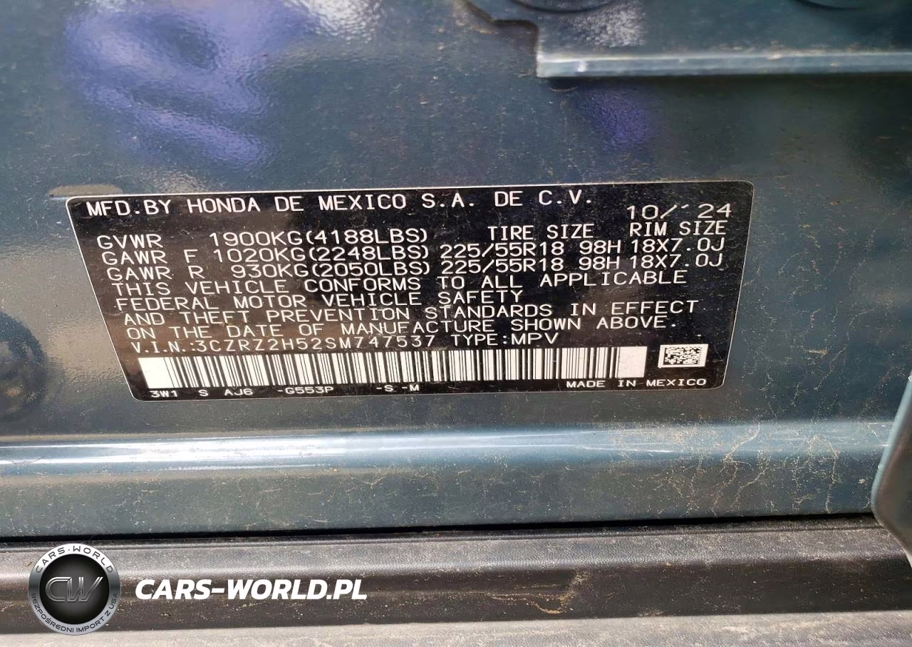 2025 Honda Hr-V Sport VIN:3CZRZ2H52SM747537 - 12