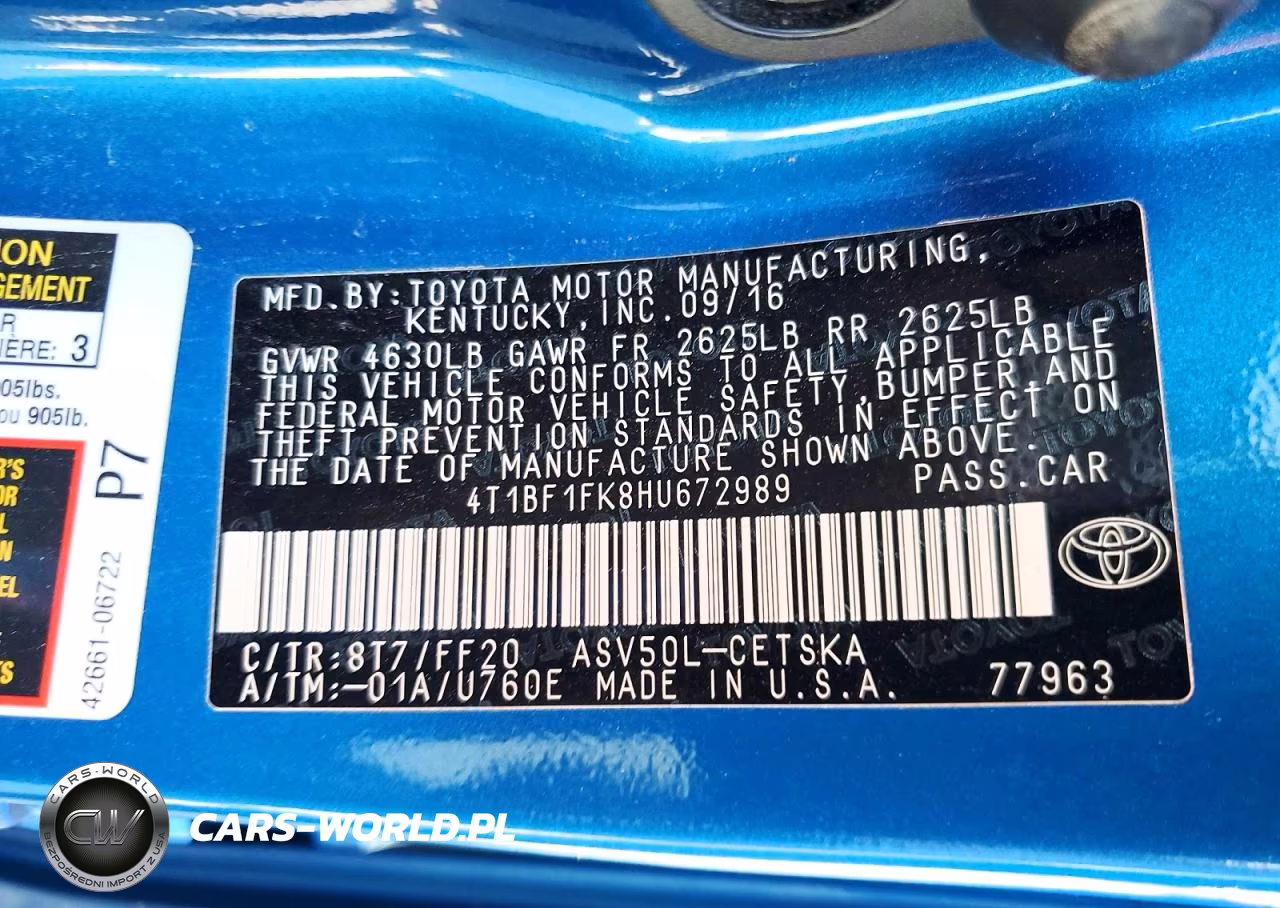 2017 Toyota Camry Se VIN:4T1BF1FK8HU672989 - 12