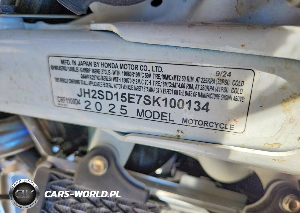 2025 Honda Crf1100 D4 VIN:JH2SD15E7SK100134 - 9