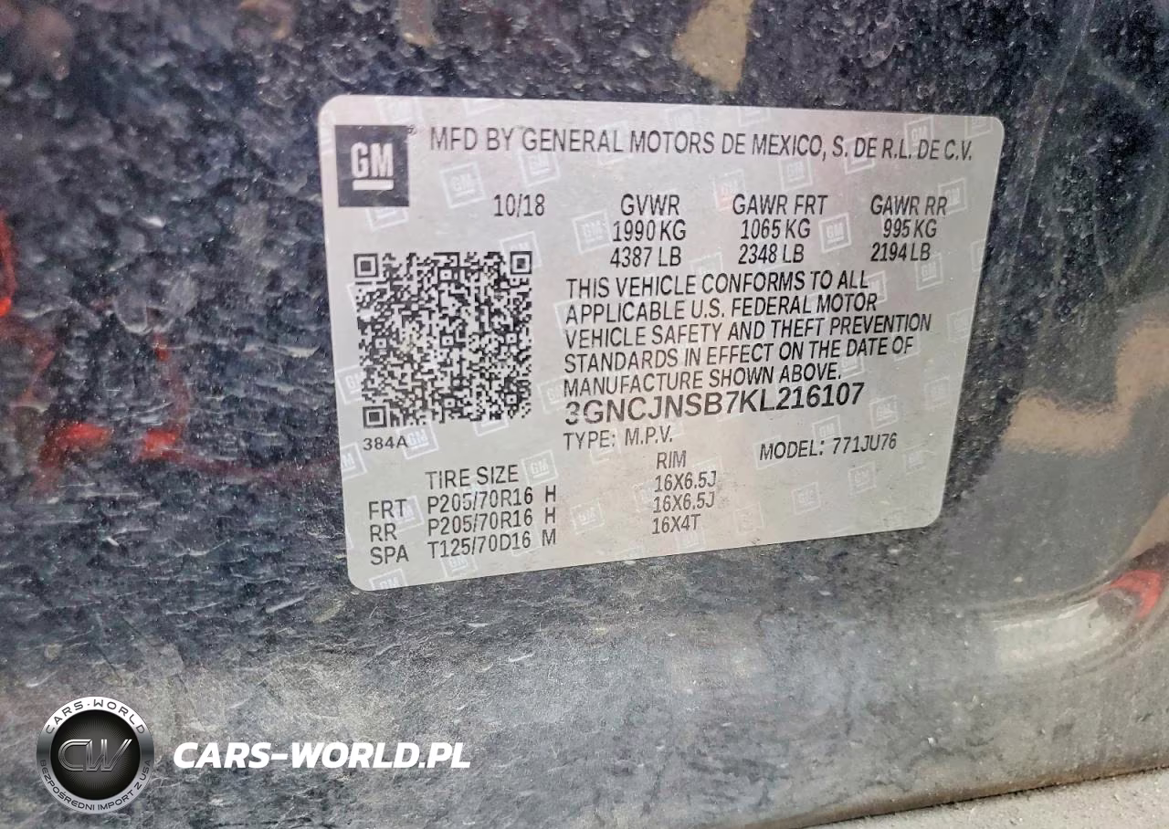 2019 Chevrolet Trax Ls VIN:3GNCJNSB7KL216107 - 13