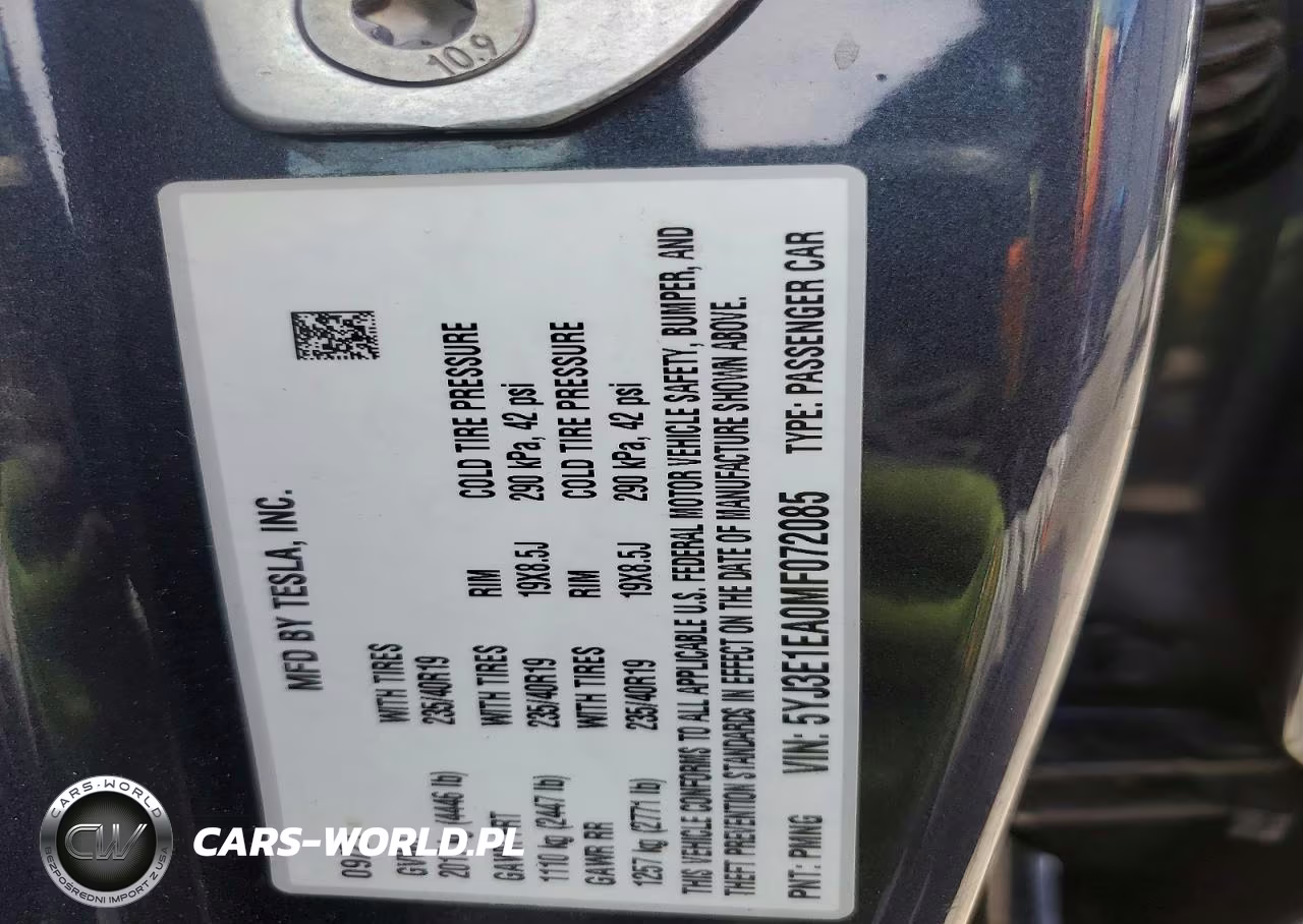 2021 Tesla Model 3 VIN:5YJ3E1EA0MF072085 - 13