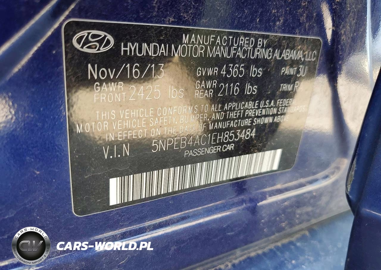 2014 Hyundai Sonata Gls VIN:5NPEB4AC1EH853484 - 12