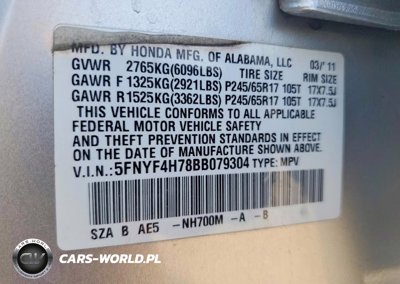 2011 Honda Pilot Exln VIN:5FNYF4H78BB079304 - 13