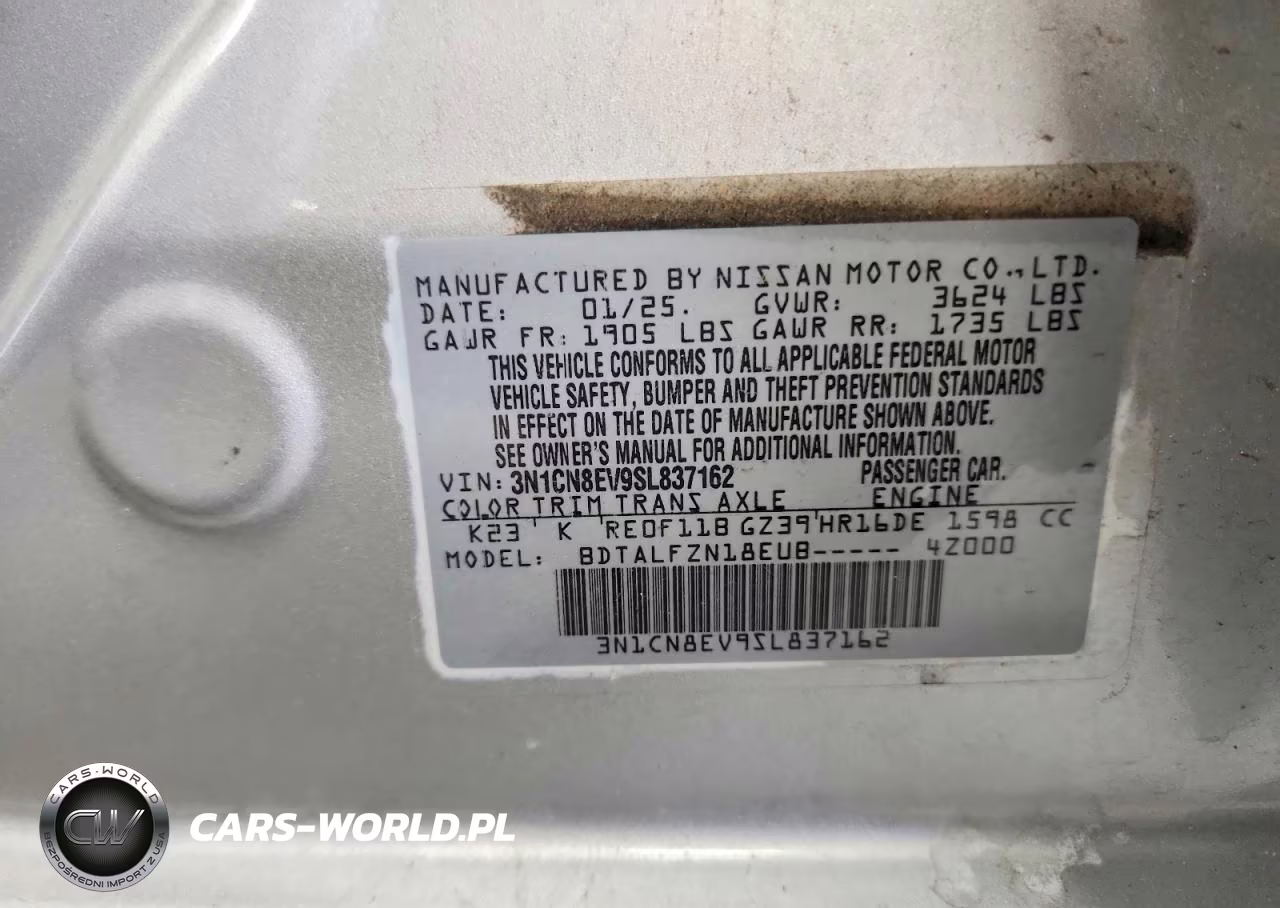 2025 Nissan Versa Sv VIN:3N1CN8EV9SL837162 - 12
